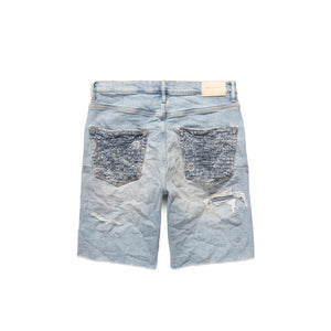 Worn Quilted Destroy Pocket Jean Shorts